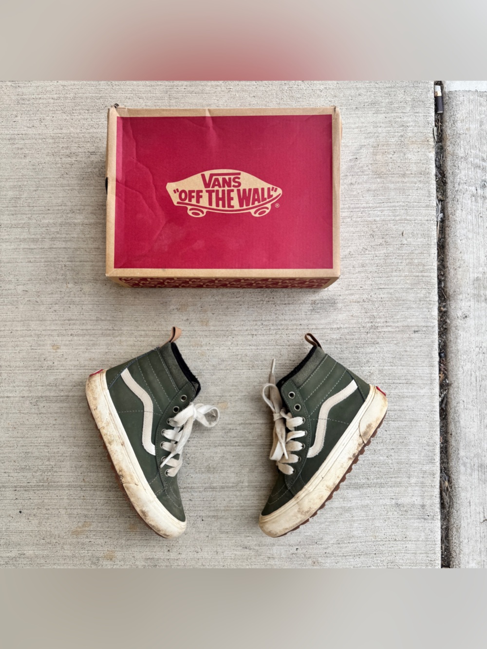 Kids Olive Green Elements High Top Vans